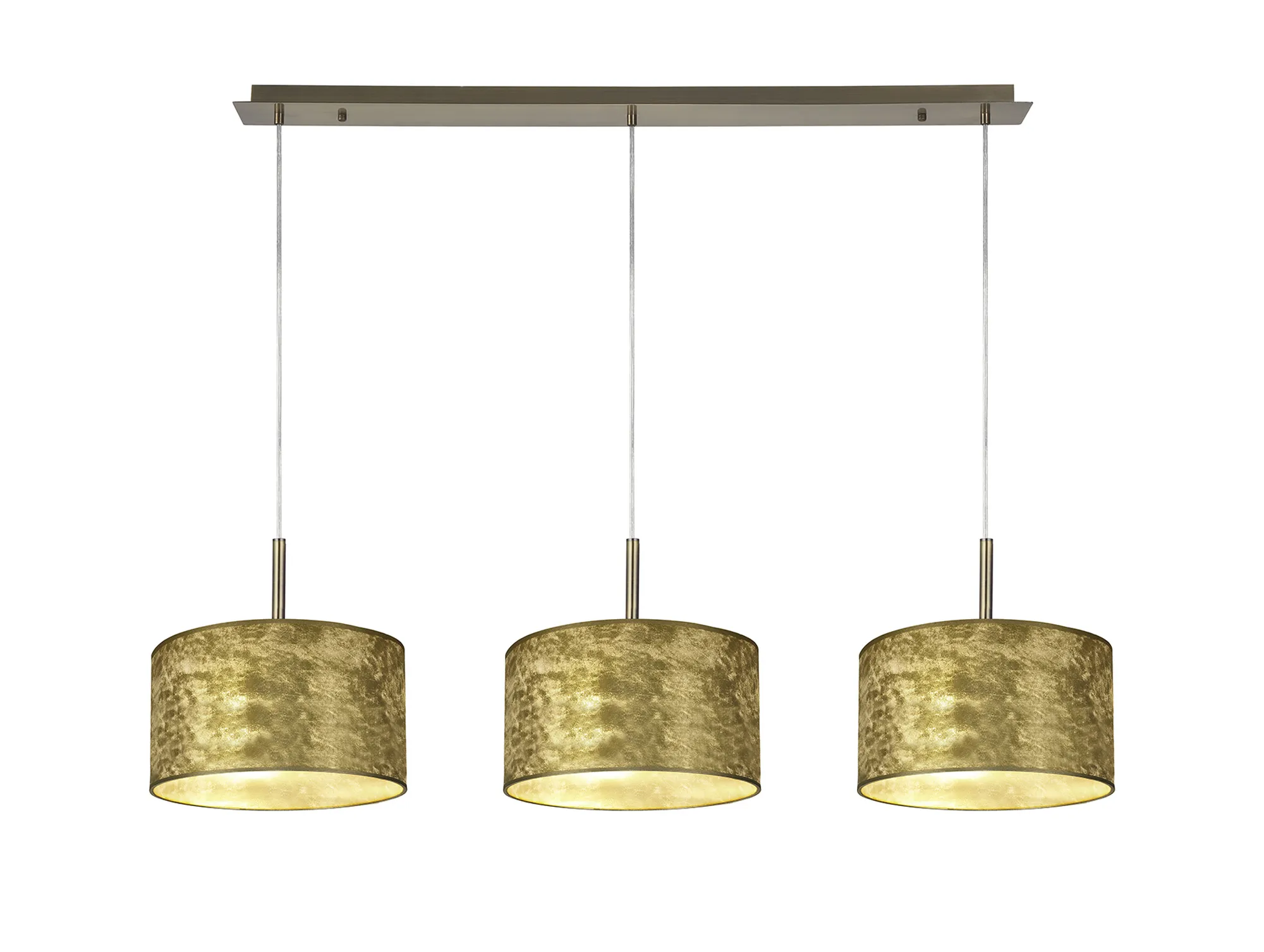 Baymont 30cm Shade 3 Light Pendant Antique Brass, Gold Leaf